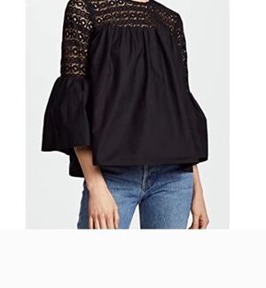 Black‎ Boxy Blouse with 3/4 Bell Sleeves